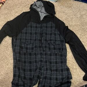 Forever 21 Black and Gray Plaid Cardigan
